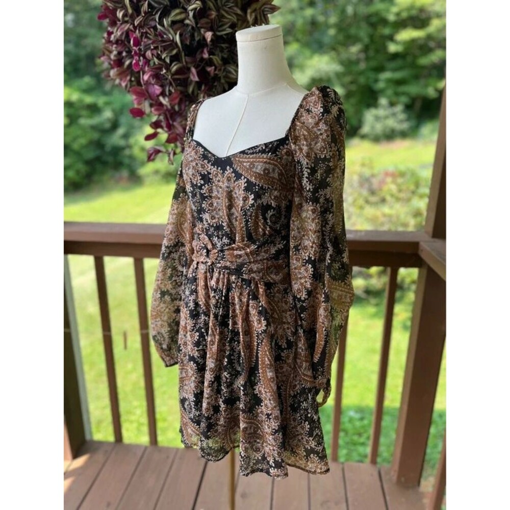 MinkPink Medium Paisley Paradise Mini Puff Sleeve Boho - Picture 9 of 10